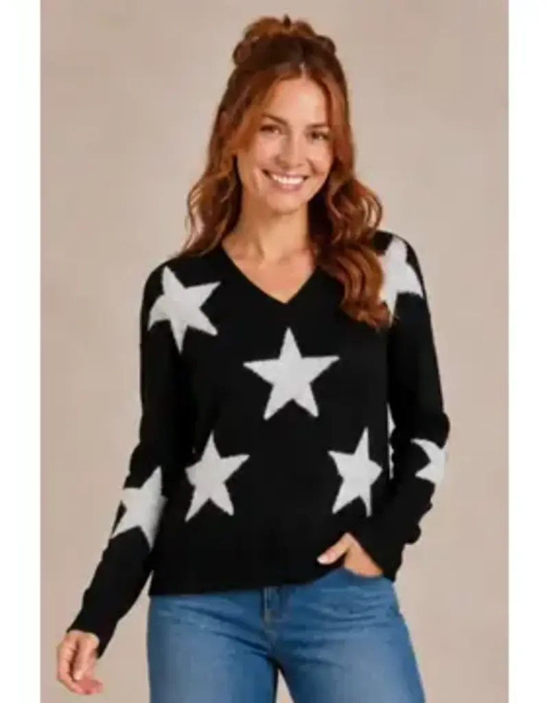 Star Jacquard V-Neck Sweater