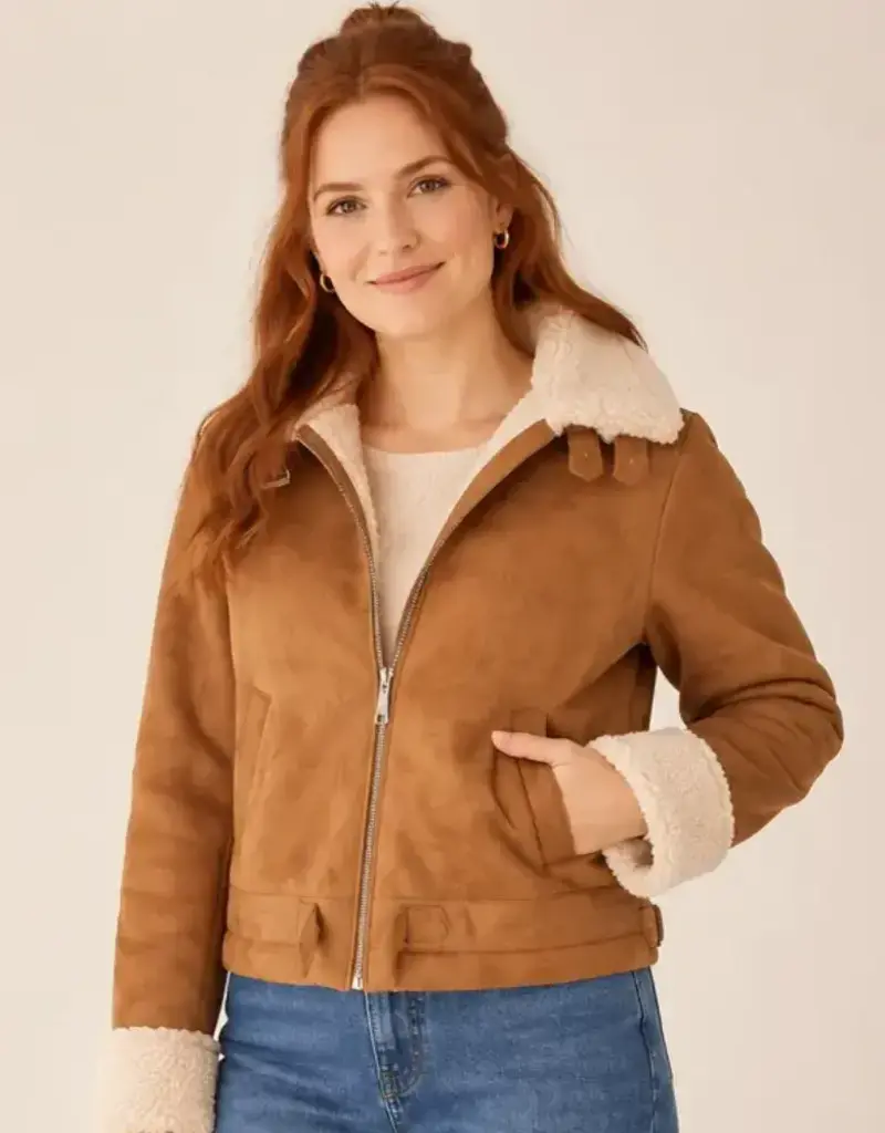 Sherpa Lined Faux Suede Peace Jackets