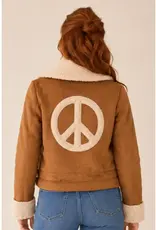 Sherpa Lined Faux Suede Peace Jackets