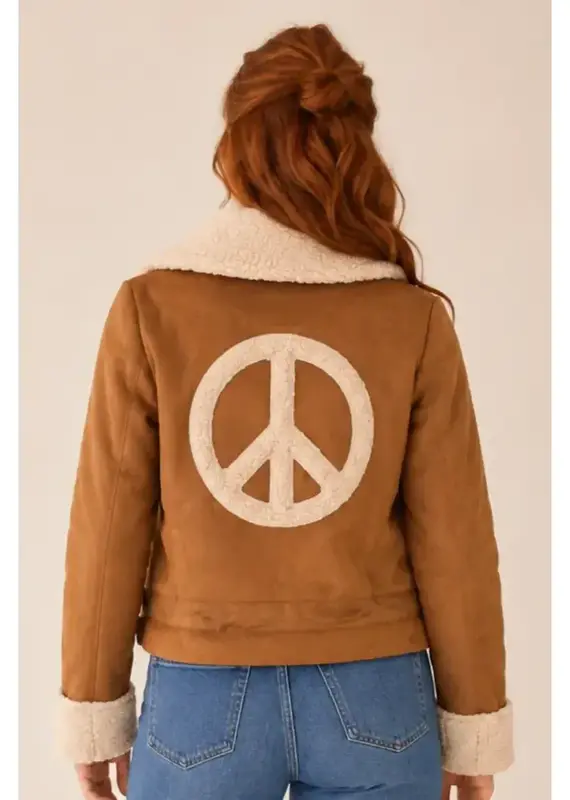 Sherpa Lined Faux Suede Peace Jackets