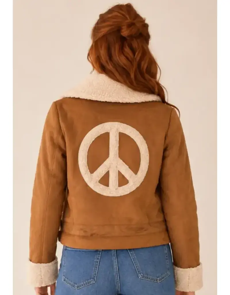 Sherpa Lined Faux Suede Peace Jackets