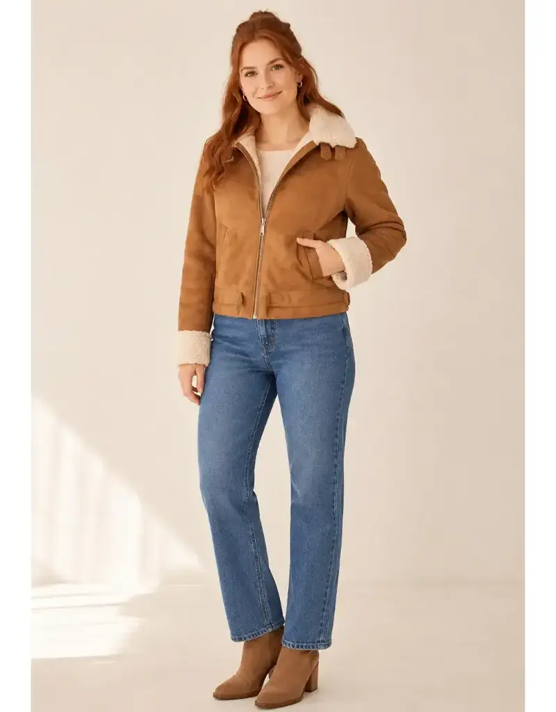 Sherpa Lined Faux Suede Peace Jackets