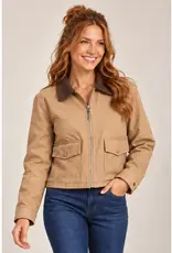 Twill Barn Jacket W/ Corduroy Trim Collar