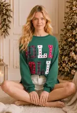 Holly Jolly Patchwork Applique Holiday Sweatshirt