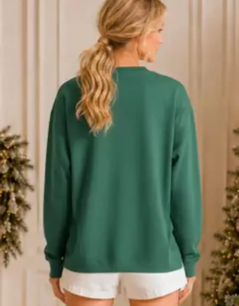 Holly Jolly Patchwork Applique Holiday Sweatshirt
