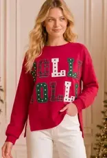 Holly Jolly Patchwork Applique Holiday Sweatshirt
