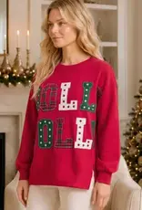 Holly Jolly Patchwork Applique Holiday Sweatshirt