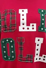 Holly Jolly Patchwork Applique Holiday Sweatshirt