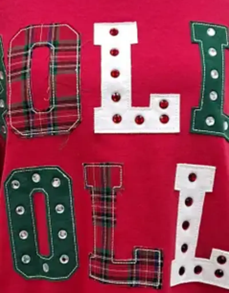 Holly Jolly Patchwork Applique Holiday Sweatshirt