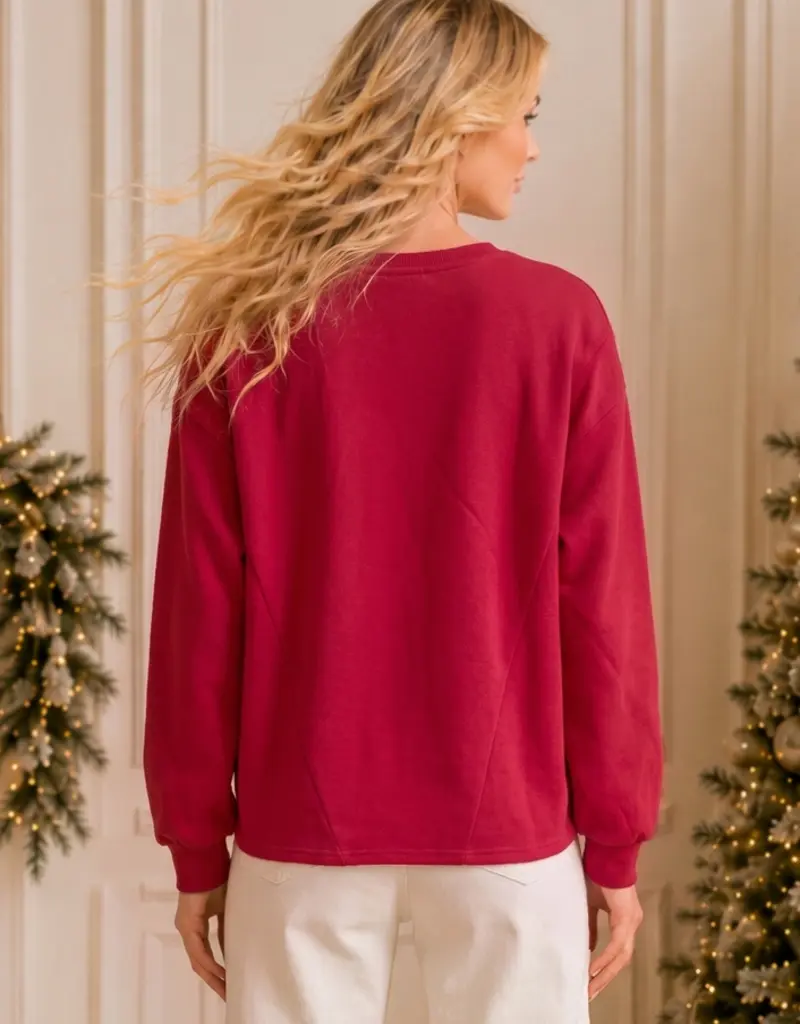 Holly Jolly Patchwork Applique Holiday Sweatshirt