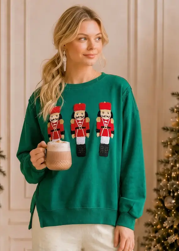 Nutcracker Embroidered Christmas Sweatshirt