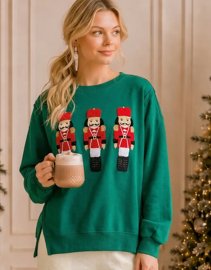 Nutcracker Embroidered Christmas Sweatshirt
