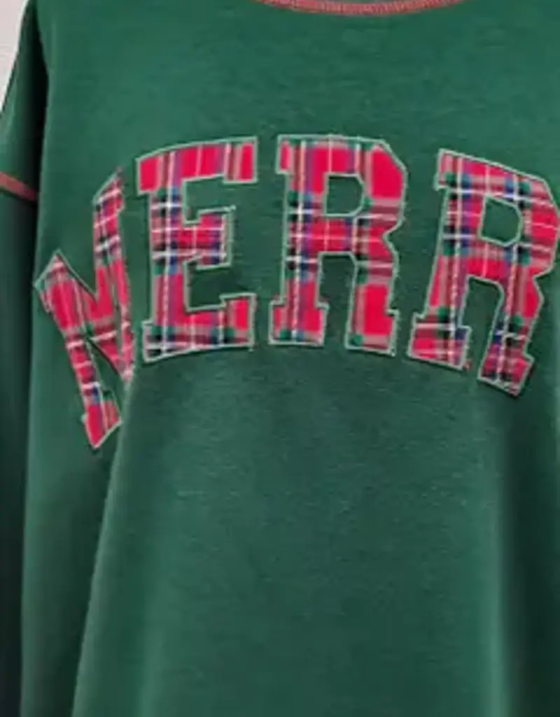 Merry Plaid Patch Holiday Sweatshirt