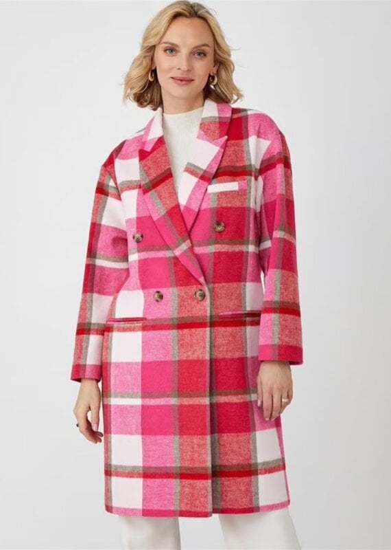 Charlie Paige Double Breasted Plaid Coat