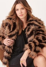 Charlie Paige Striped Faux Fur Jacket