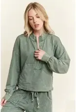 Hannah Half-Zip Kangaroo Pocket Top