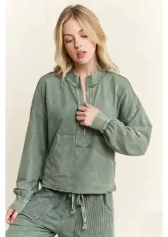 Hannah Half-Zip Kangaroo Pocket Top