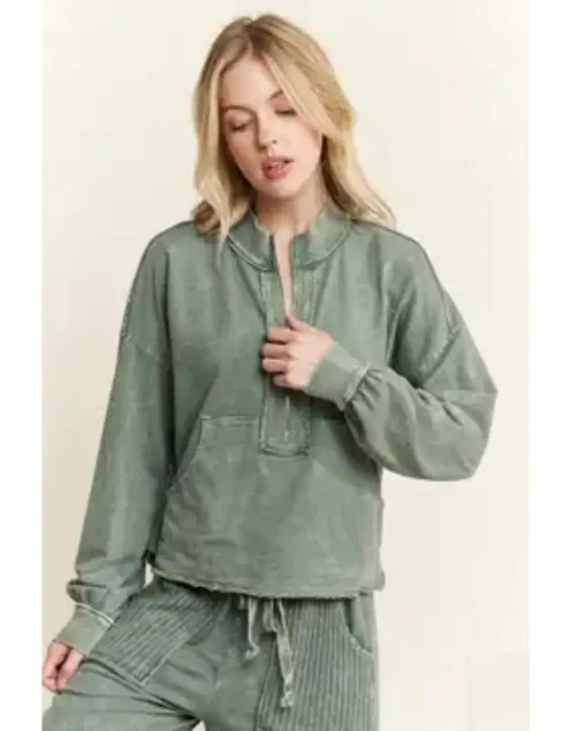 Hannah Half-Zip Kangaroo Pocket Top