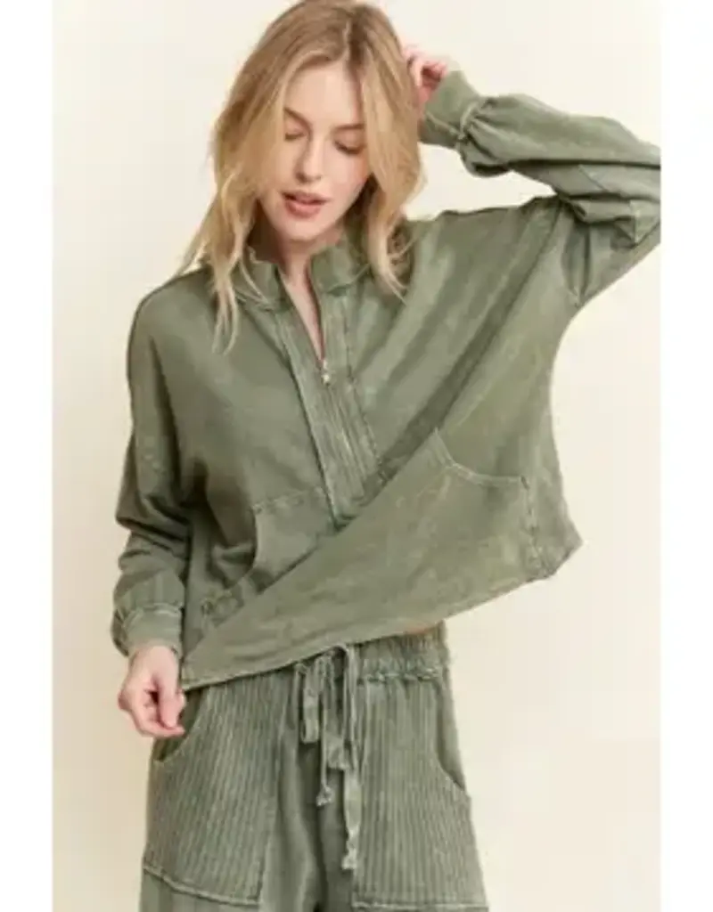 Hannah Half-Zip Kangaroo Pocket Top