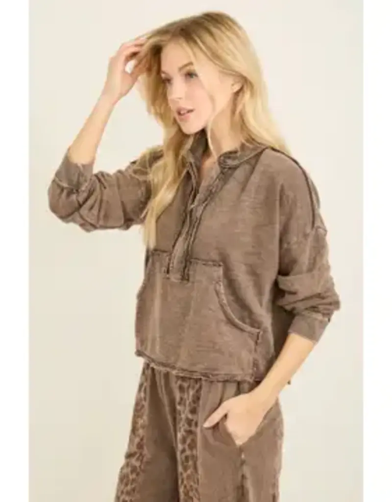Hannah Half-Zip Kangaroo Pocket Top