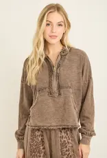 Hannah Half-Zip Kangaroo Pocket Top