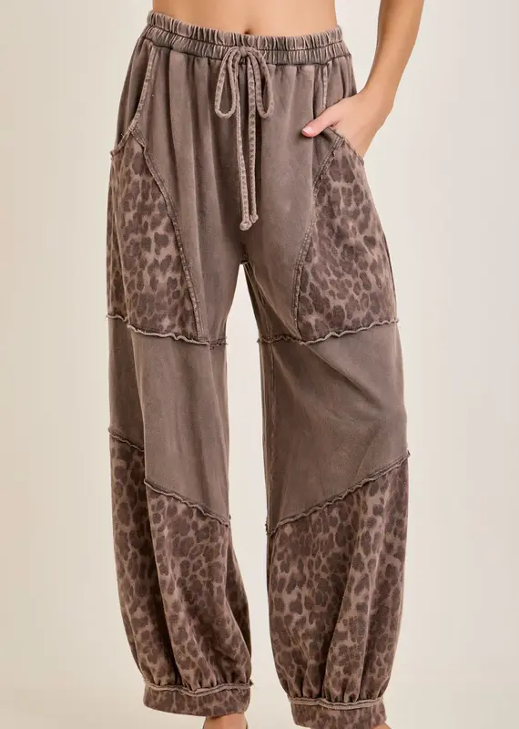 Cheetah Leopard Mineral Washed Lounge Pants