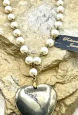 Boho Natural Stone Heart Pyrite Statement Necklace
