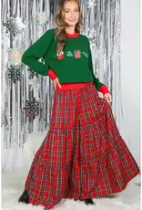 Mary Maxi Tiered Palazzo Plaid Pant