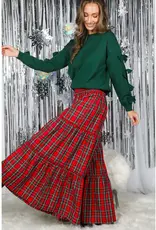Mary Maxi Tiered Palazzo Plaid Pant