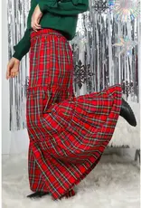 Mary Maxi Tiered Palazzo Plaid Pant