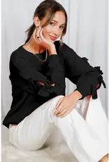 Bethany Knit Sweater W/Bow Embellished Sleeves