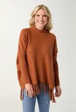 Heavenly-Luxe Flowy Mock Neck Fringe Sweater