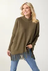 Heavenly-Luxe Flowy Mock Neck Fringe Sweater
