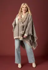 Aliyah Striped Sweater Wrap with Faux Fur