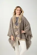 Aliyah Striped Sweater Wrap with Faux Fur