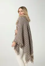 Aliyah Striped Sweater Wrap with Faux Fur