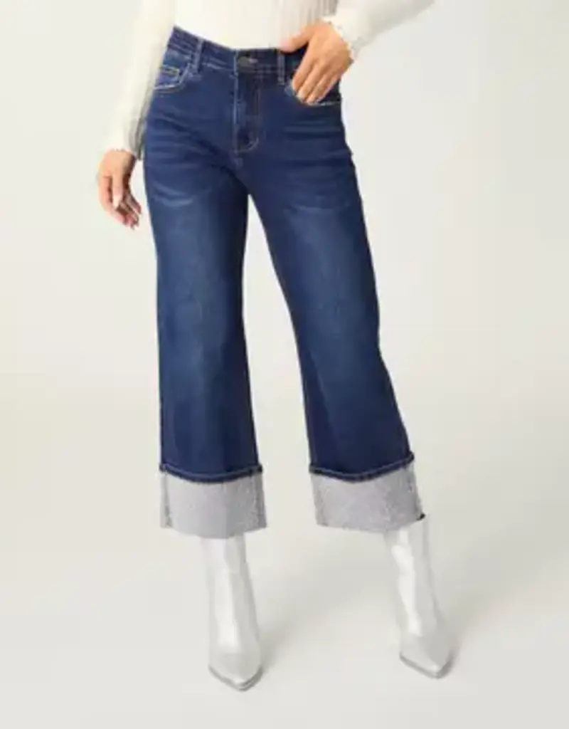 Everstretch Baby Bootcut Crop with Rhinestone Cuff