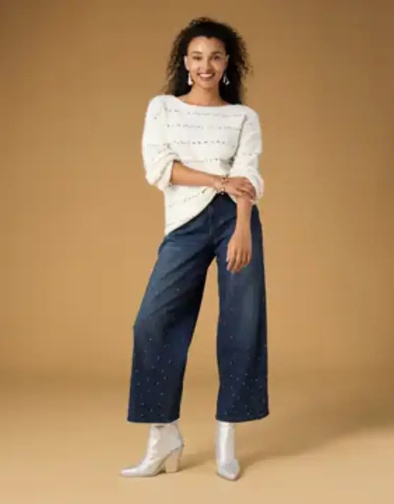 Bonnie Sequin Mini-Pom Boatneck Sweater