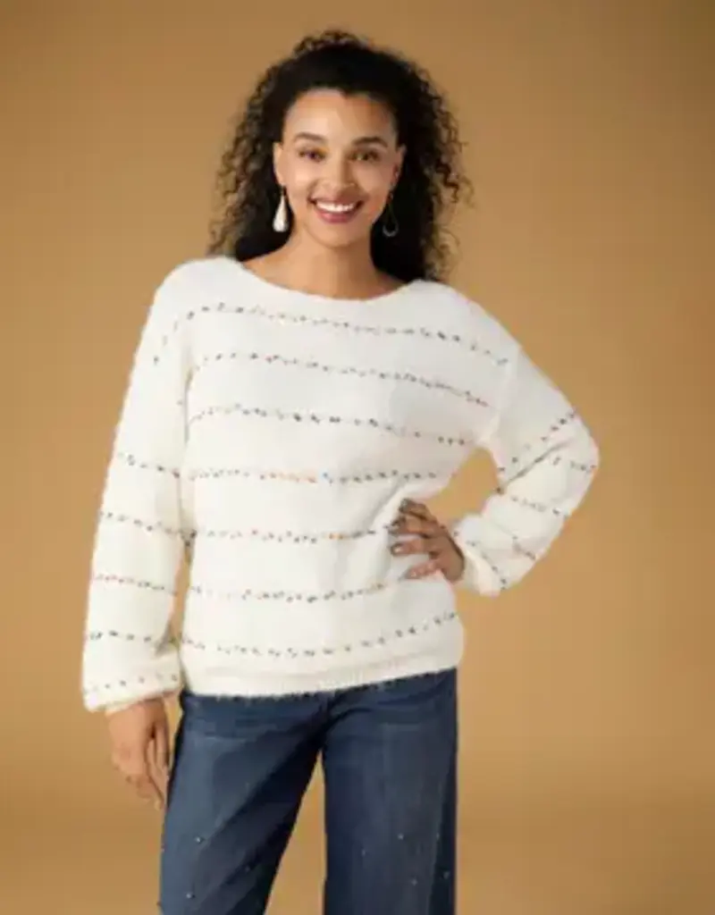 Bonnie Sequin Mini-Pom Boatneck Sweater