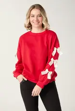 Pleated Bow Sleeve Sweatshirt