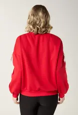 Pleated Bow Sleeve Sweatshirt