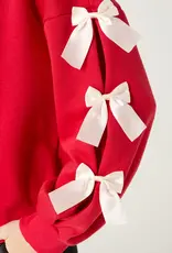 Pleated Bow Sleeve Sweatshirt