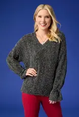 Mira Sequin Mini-Pom Tie-Sleeve Sweater