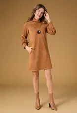 Charlee Faux Suede Pleated Sleeve Dress