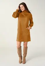 Charlee Faux Suede Pleated Sleeve Dress