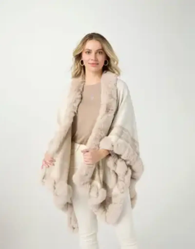Andy Fair Isle Knit Wrap with Faux Fur