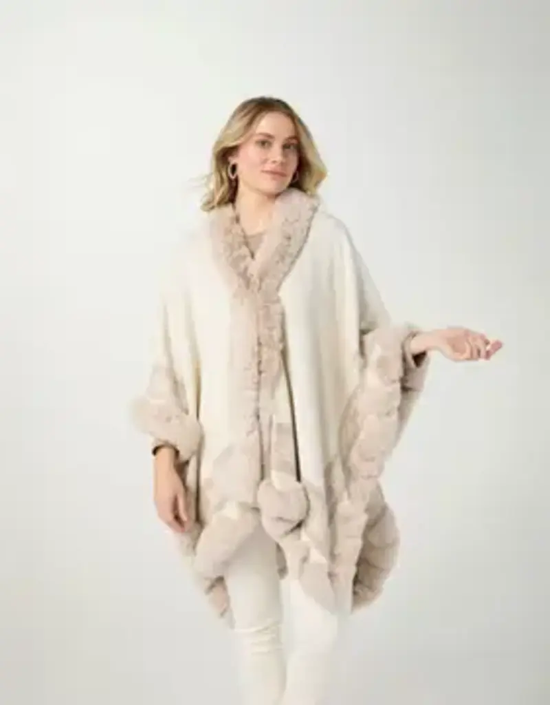 Andy Fair Isle Knit Wrap with Faux Fur