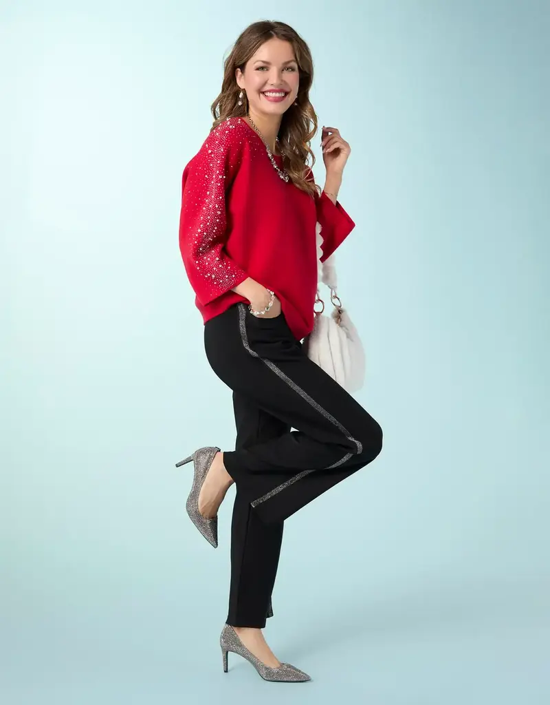Heavenly-Luxe Dolman Sweater with Rhinestones