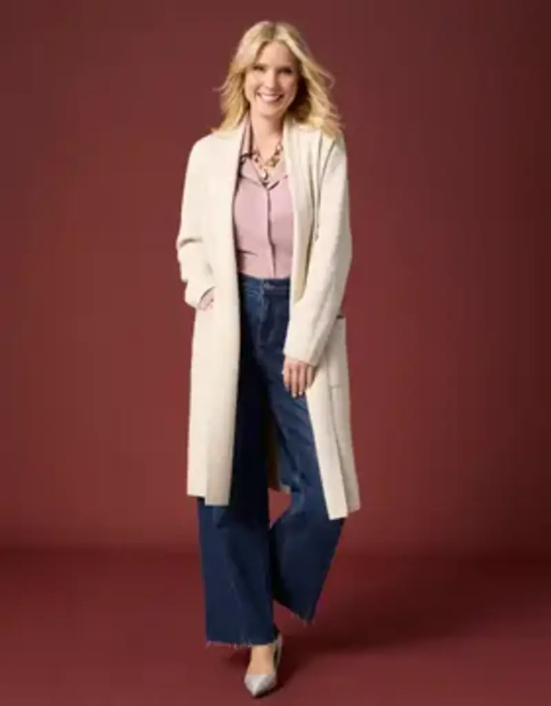 Heavenly-Luxe Metallic Stripe Duster Cardigan