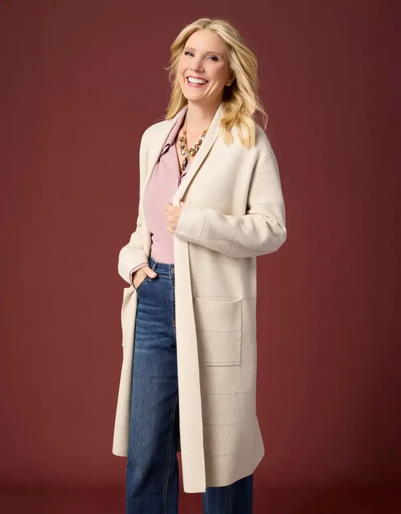 Heavenly-Luxe Metallic Stripe Duster Cardigan